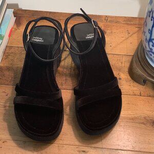 Jeffrey Campbell Activate Velvet Platform Sandals in Black Crushed Velvet